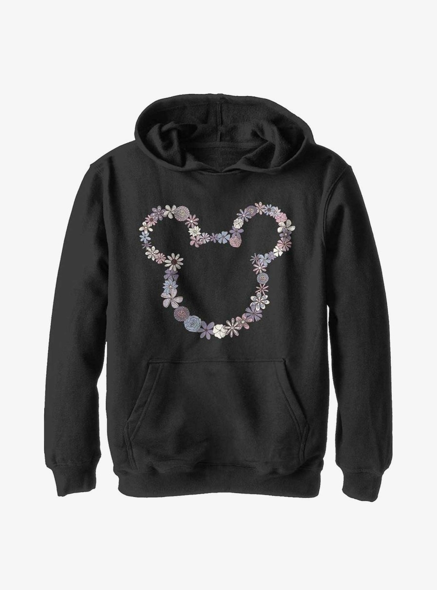 Kids * | Disney Mickey Mouse Flowers Youth Hoodie Excellent