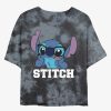 Adults * | Hot Selling Disney Lilo & Stitch Smart Stitch Tie-Dye Womens Crop T-Shirt