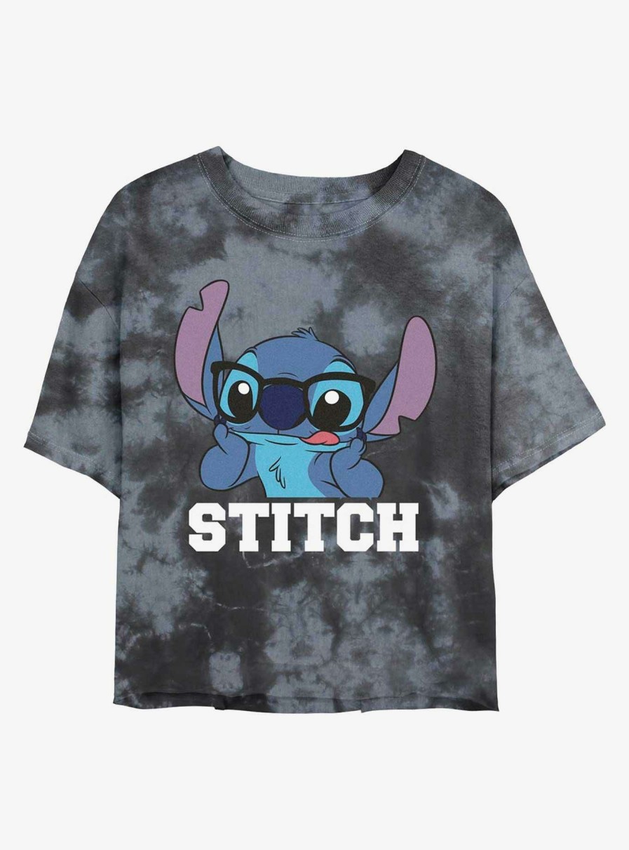 Adults * | Hot Selling Disney Lilo & Stitch Smart Stitch Tie-Dye Womens Crop T-Shirt