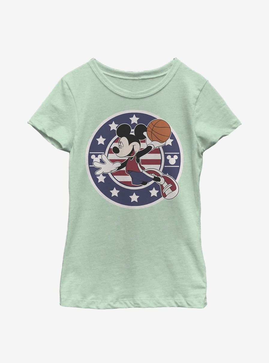 Kids * | Disney Mickey Mouse B Ball Americana Youth Girls T-Shirt Top Selling