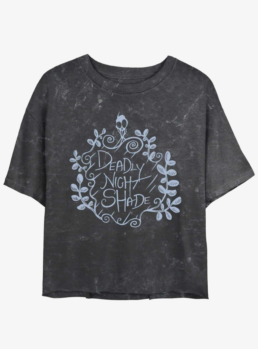 Adults * | Limit Offer Disney The Nightmare Before Christmas Deadly Night Shade Mineral Wash Womens Crop T-Shirt