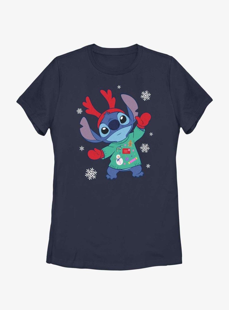 Adults * | Sale Online Disney Lilo & Stitch Reindeer Stitch Womens T-Shirt