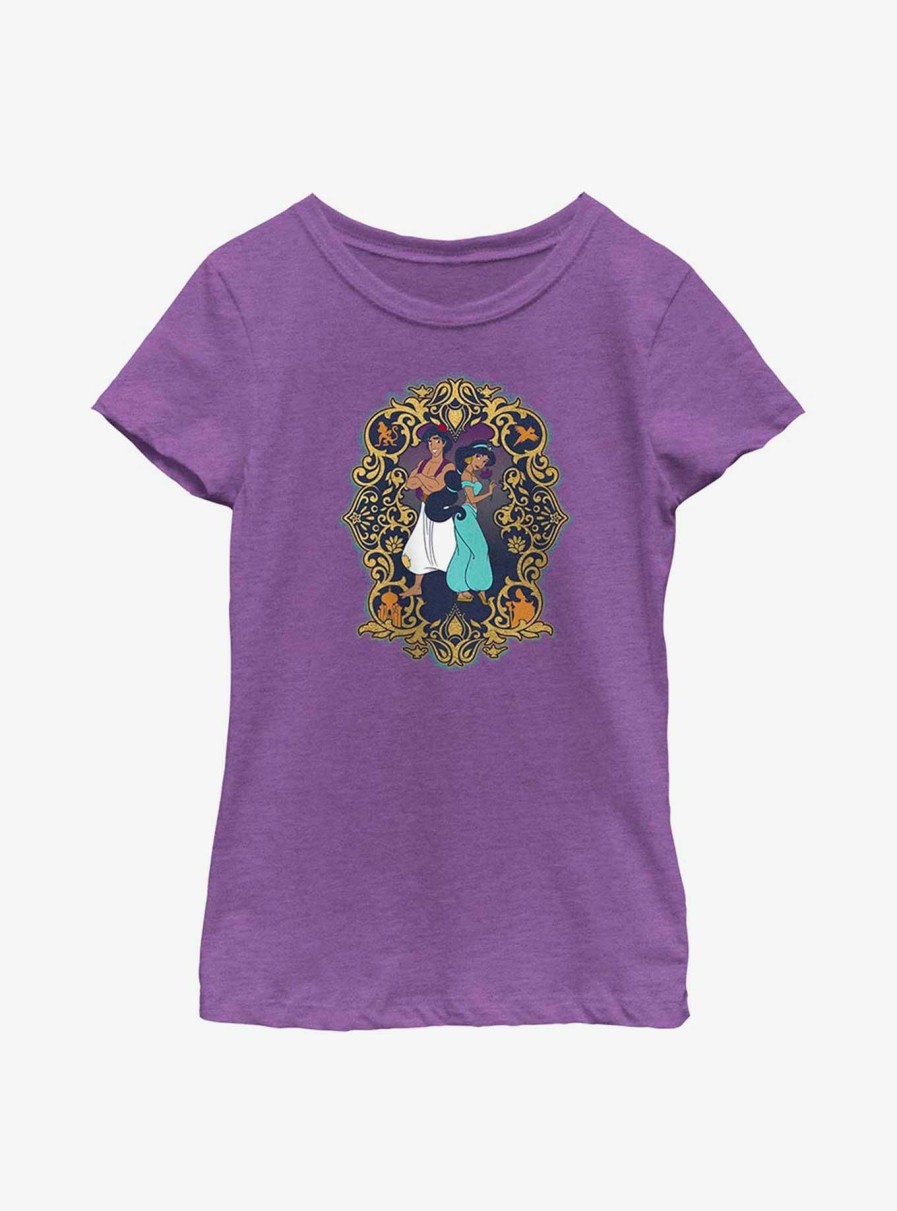 Kids * | Shoping Disney Aladdin 30Th Anniversary Aladdin & Jasmine Frame Youth Girls T-Shirt