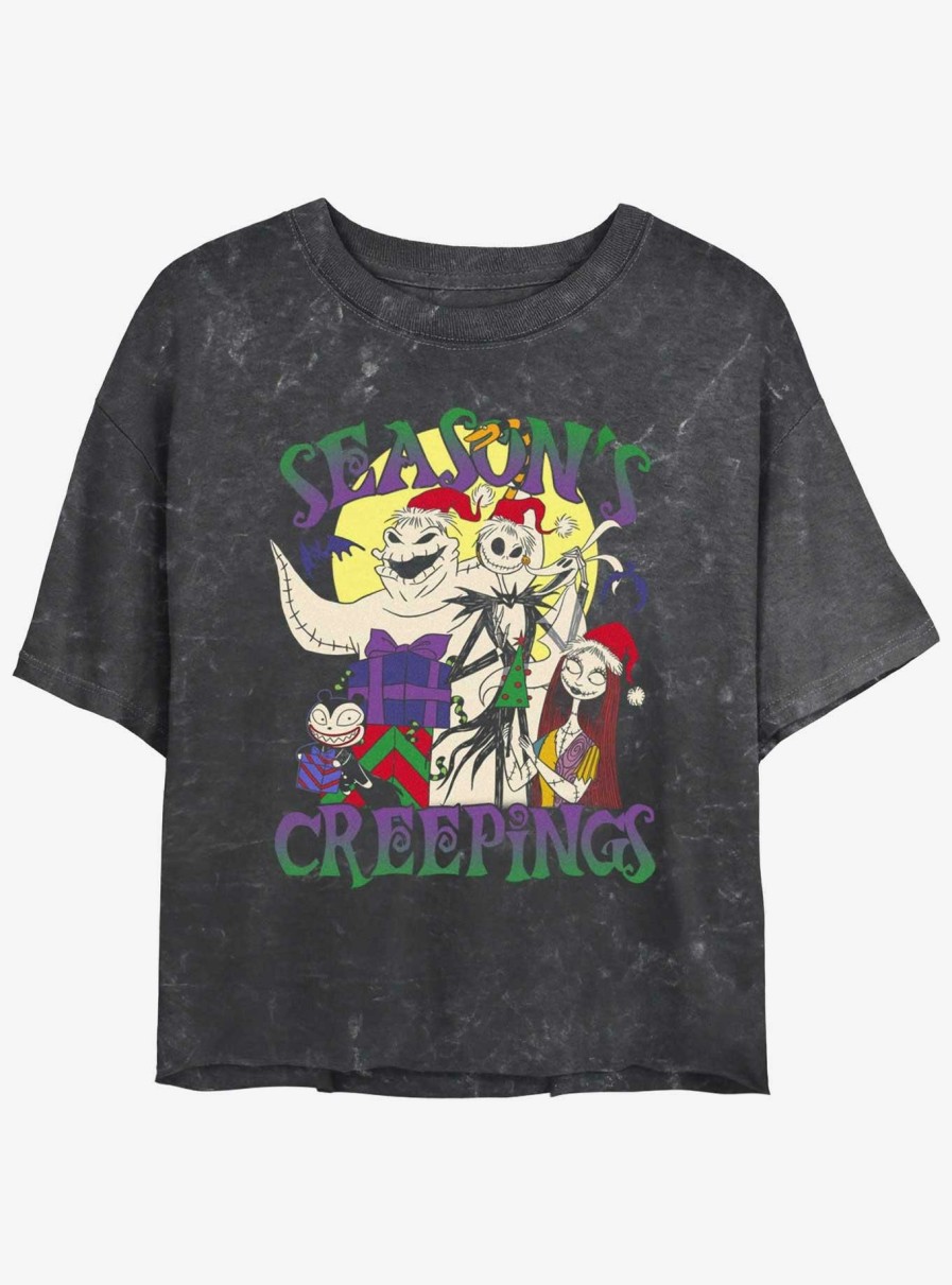 Adults * | Closeout Sale Disney The Nightmare Before Christmas Season'S Creepings Mineral Wash Womens Crop T-Shirt