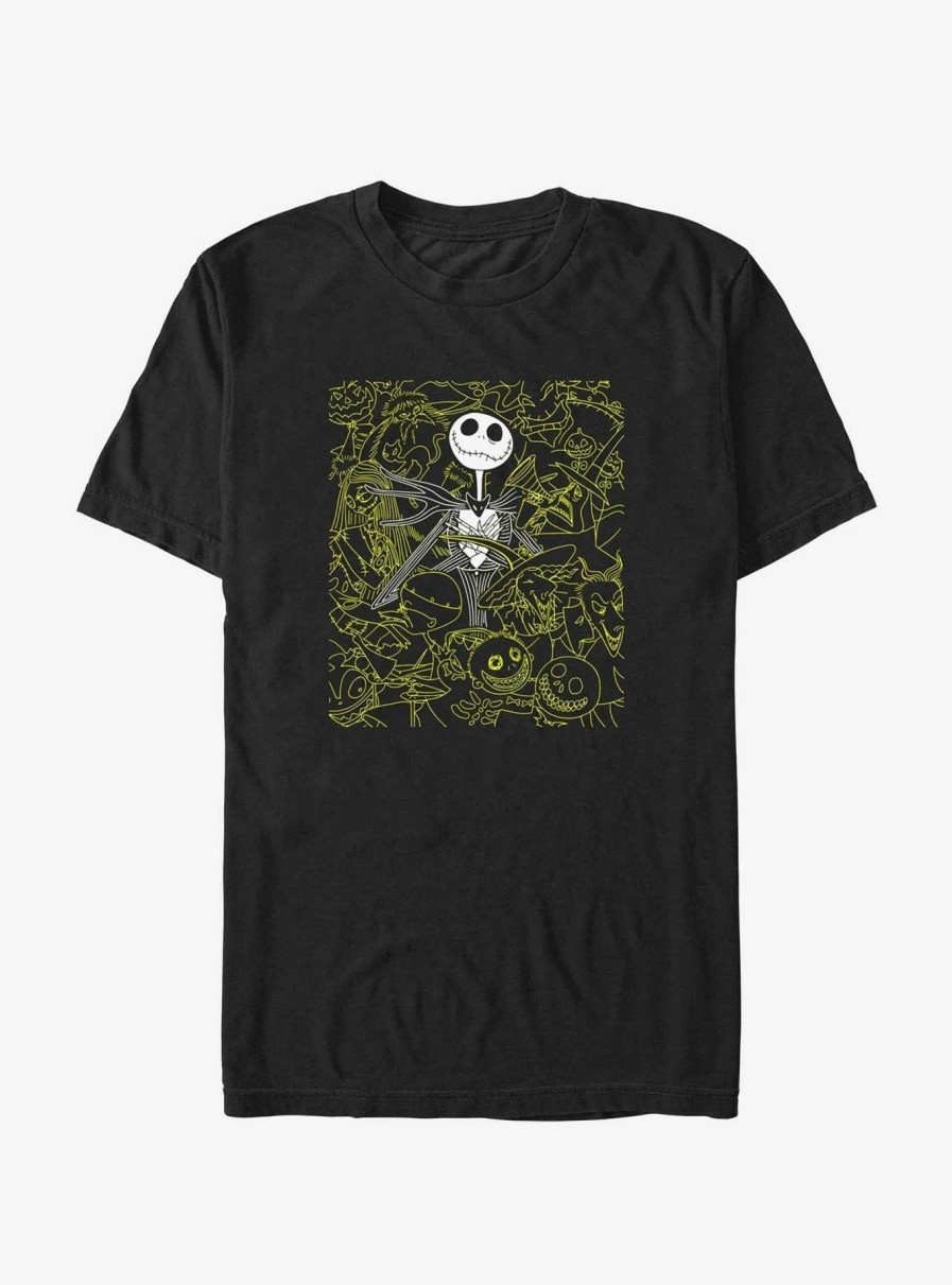 Adults * | Online Store Disney The Nightmare Before Christmas Jack Character Outlines T-Shirt