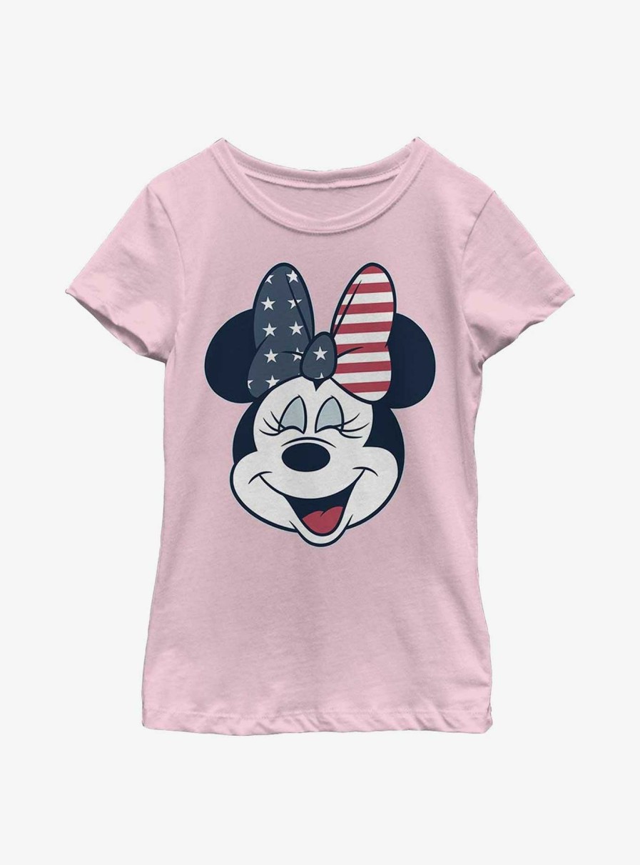 Kids * | Disney Minnie Mouse American Bow Youth Girls T-Shirt Large Choice