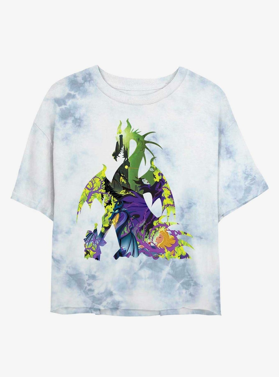 Adults * | Reasonable Price Disney Sleeping Beauty Maleficent Dragon Womens Tie-Dye Crop T-Shirt