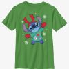 Kids * | Limit Offer Disney Lilo & Stitch Reindeer Stitch Youth T-Shirt