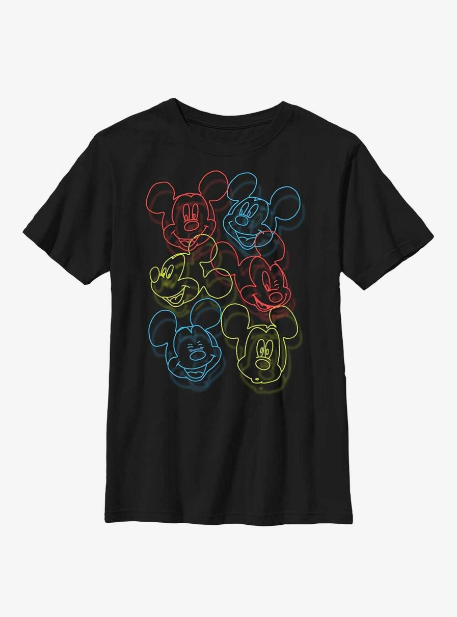 Kids * | Disney Mickey Mouse Neon Heads Youth T-Shirt Outlet Sale