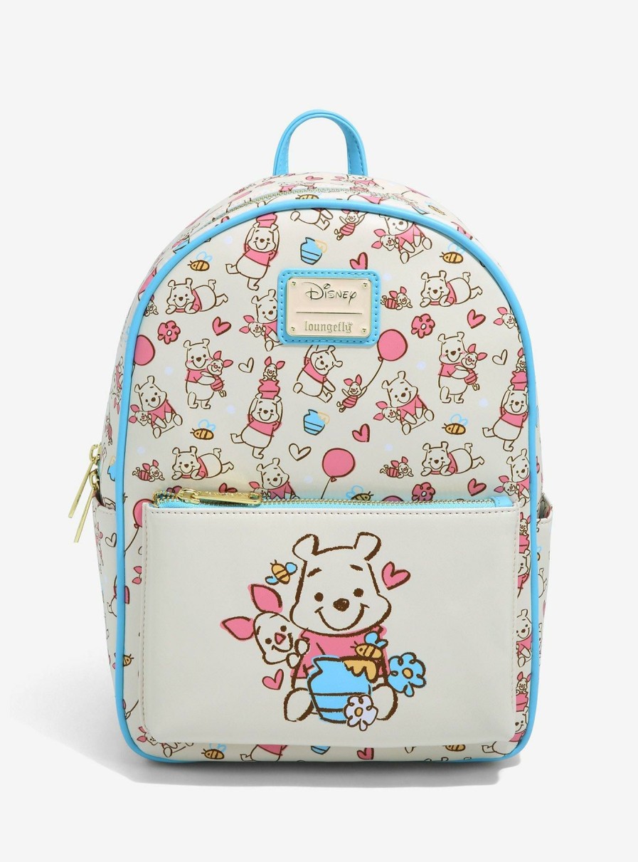 Bags * | Best Quality Loungefly Disney Winnie The Pooh Piglet & Pooh With Balloons Sketch Mini Backpack Boxlunch Exclusive