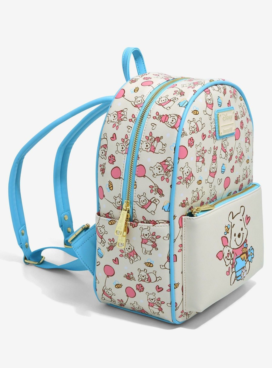 Bags * | Best Quality Loungefly Disney Winnie The Pooh Piglet & Pooh With Balloons Sketch Mini Backpack Boxlunch Exclusive