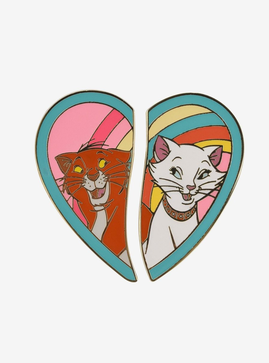 Accessories * | Popular Disney The Aristocats Duchess & Thomas O'Malley Heart Enamel Pin Set Boxlunch Exclusive