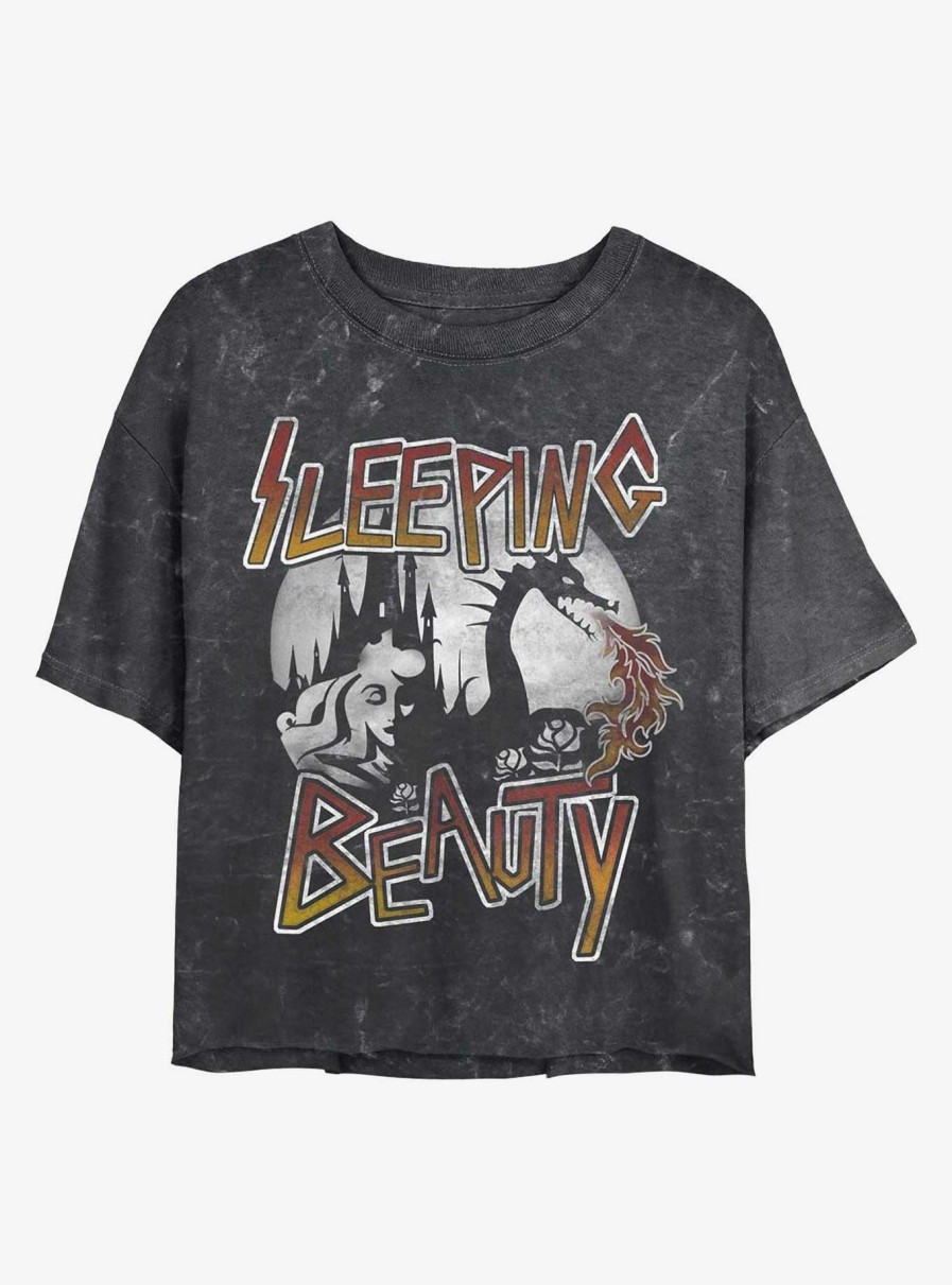 Adults * | Hot Selling Disney Princesses Sleeping Beauty Mineral Wash Crop Womens T-Shirt