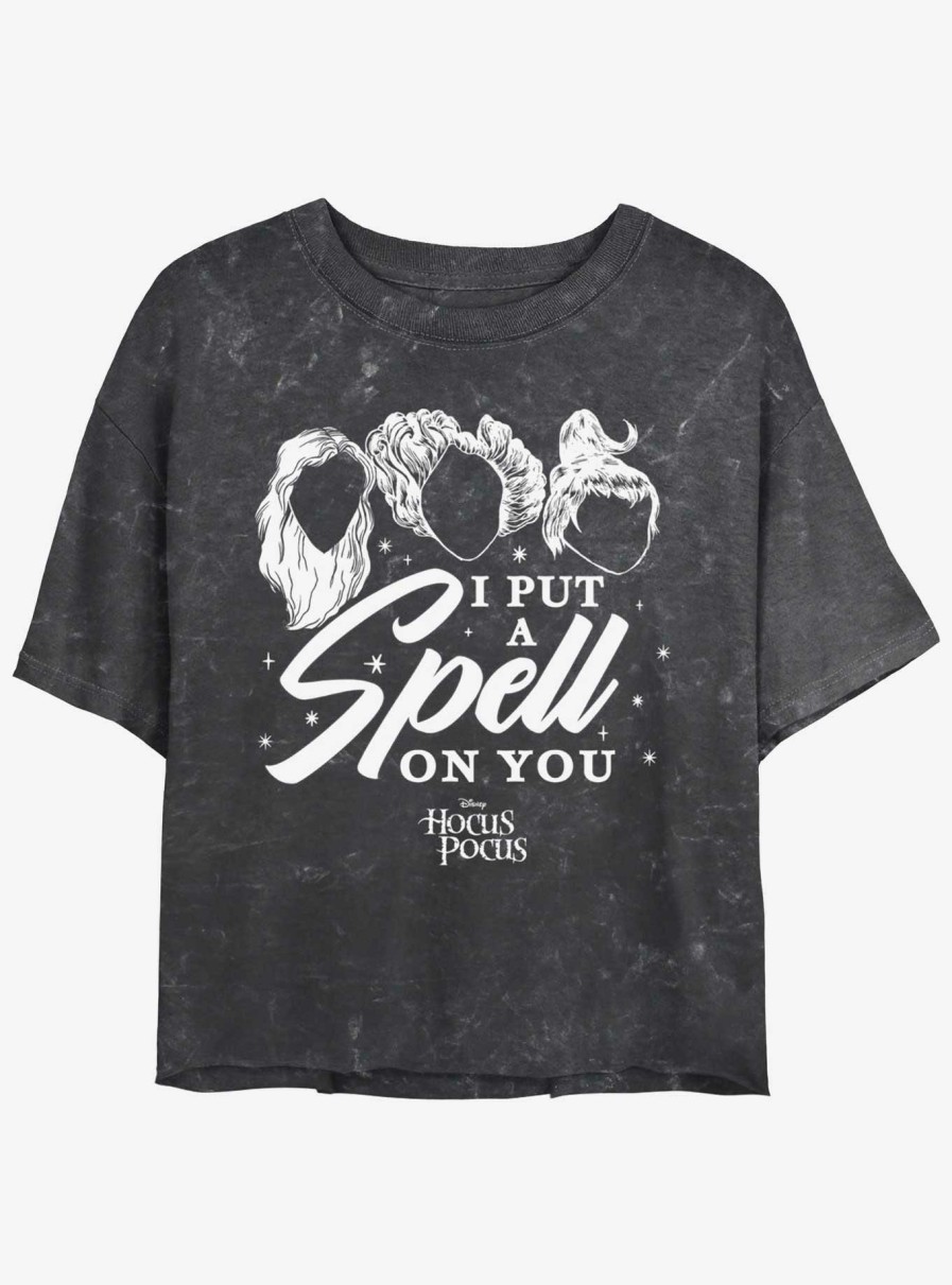 Adults * | Top Sellers Disney Hocus Pocus Sanderson Sisters I Put A Spell On You Mineral Wash Womens Crop T-Shirt