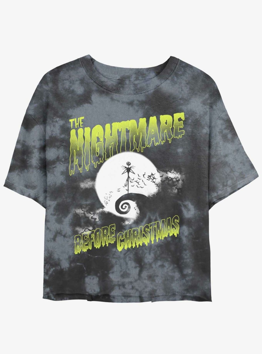 Adults * | Hot Selling Disney The Nightmare Before Christmas Moonlit Jack Skellington Tie-Dye Womens Crop T-Shirt