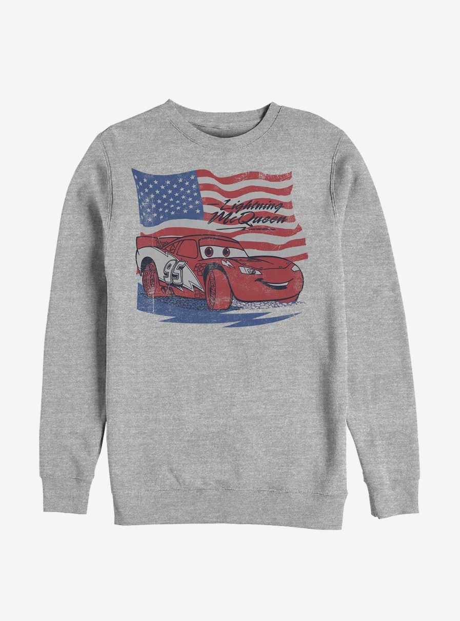 Adults * | Disney Pixar Cars Lightning Flag Sweatshirt Excellent