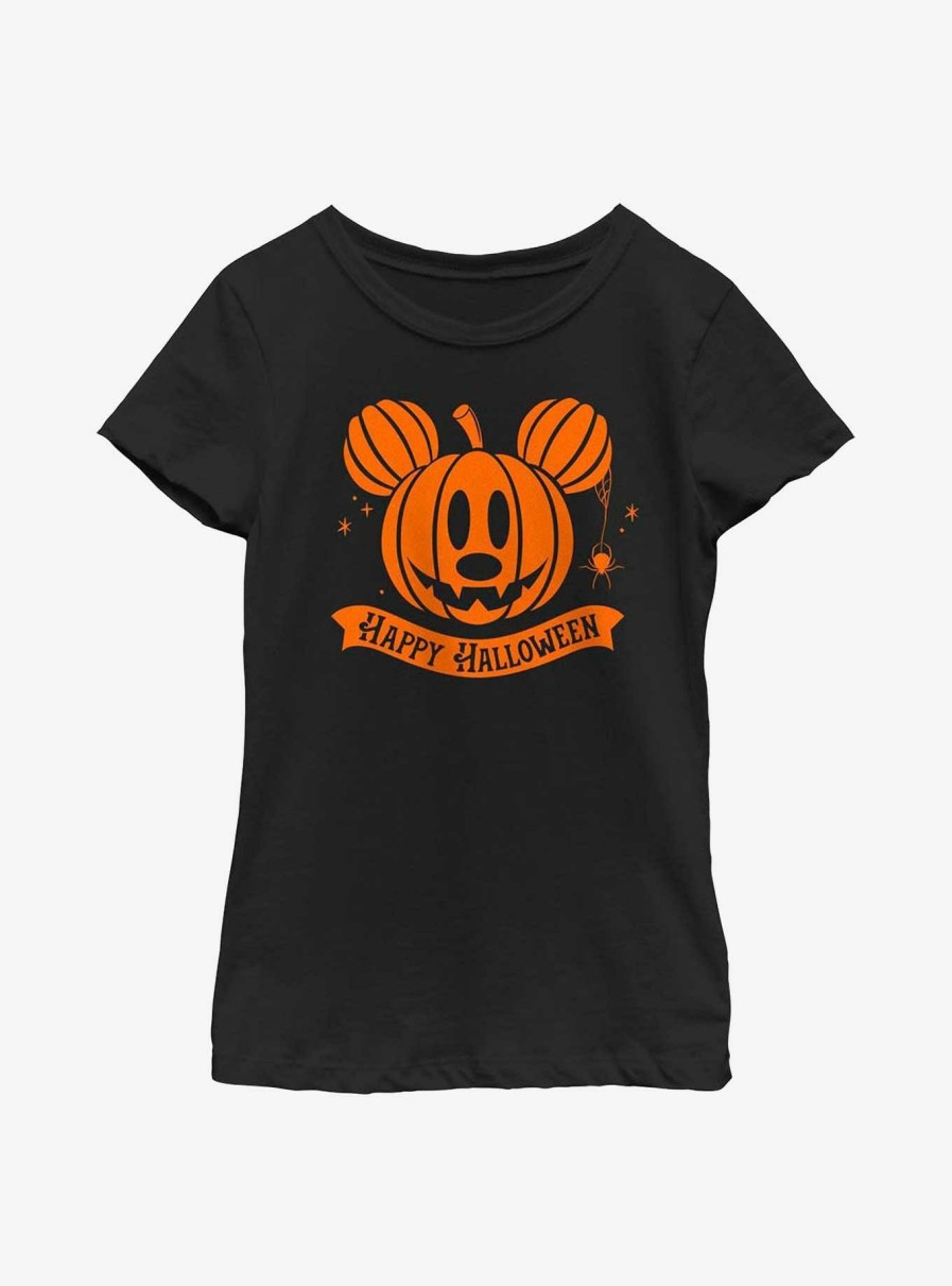 Kids * | Limit Offer Disney Mickey Mouse Pumpkin Head Youth Girls T-Shirt