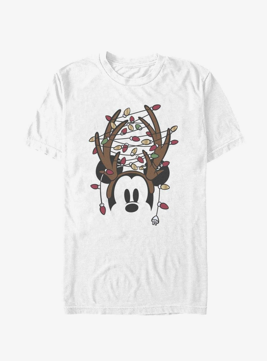 Adults * | Online Store Disney Mickey Mouse Christmas Light Antlers T-Shirt