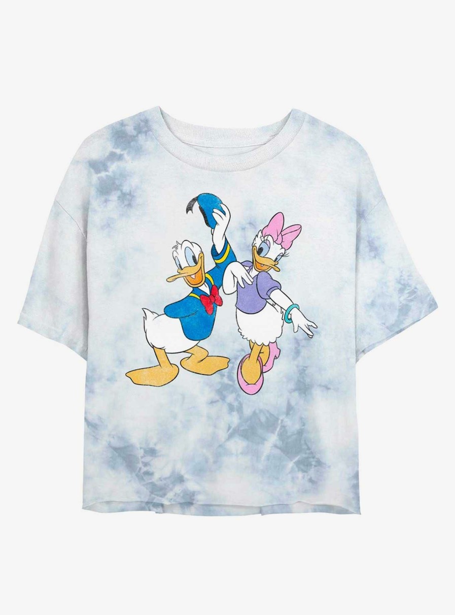 Adults * | Reasonable Price Disney Donald Duck And Daisy Womens Tie-Dye Crop T-Shirt