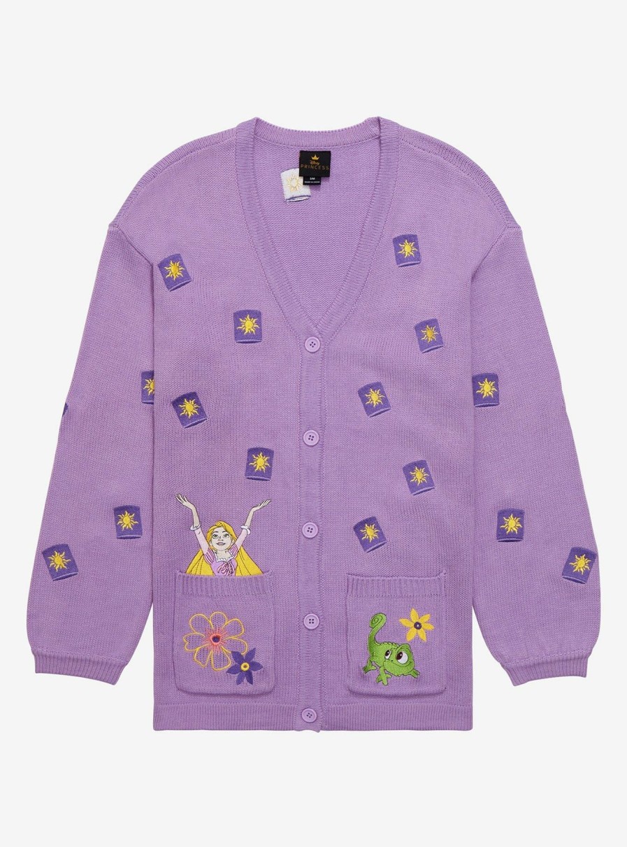 Adults * | Reasonable Price Disney Tangled Rapunzel & Pascal Floating Lanterns Women'S Cardigan Boxlunch Exclusive