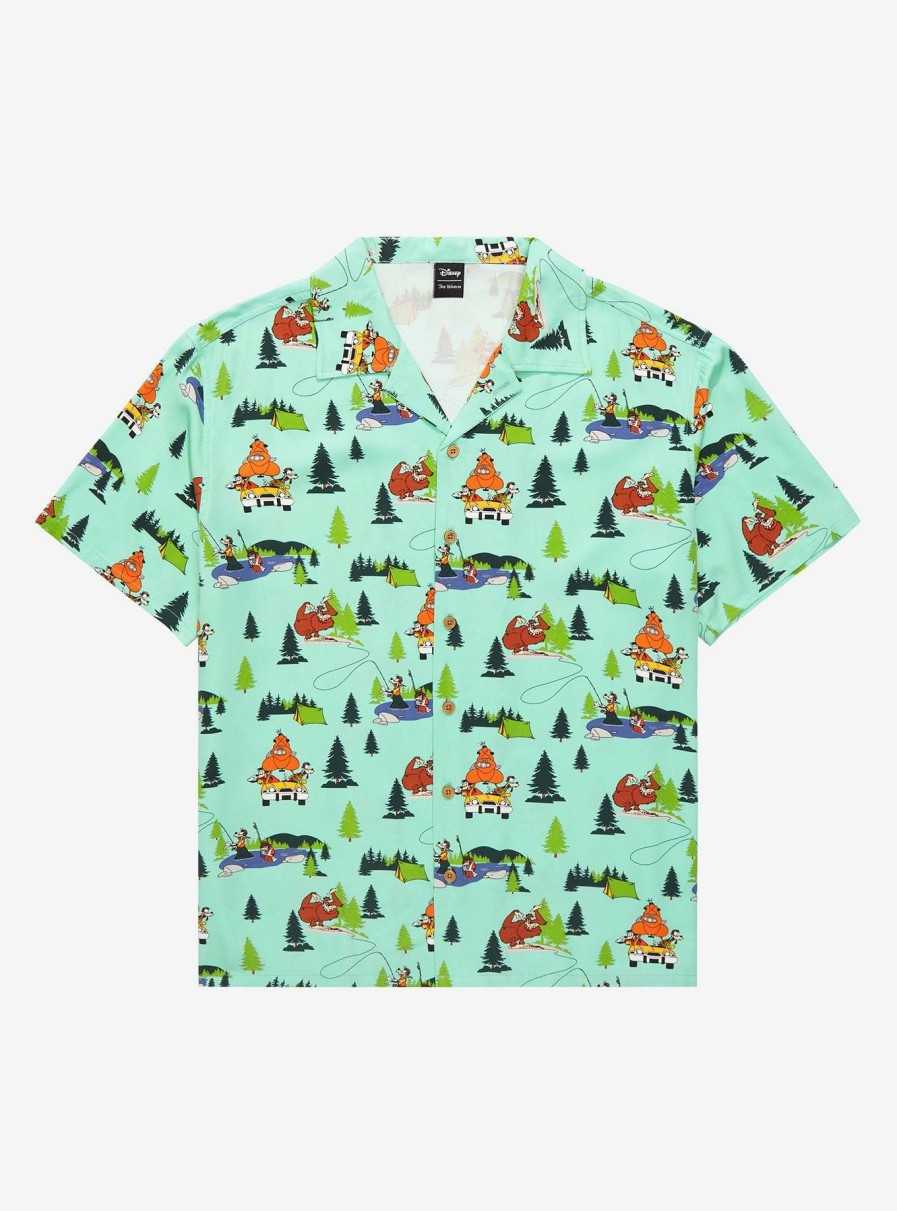 Adults * | Hot Sell Our Universe A Goofy Movie Camping Scenes Woven Button-Up Boxlunch Exclusive