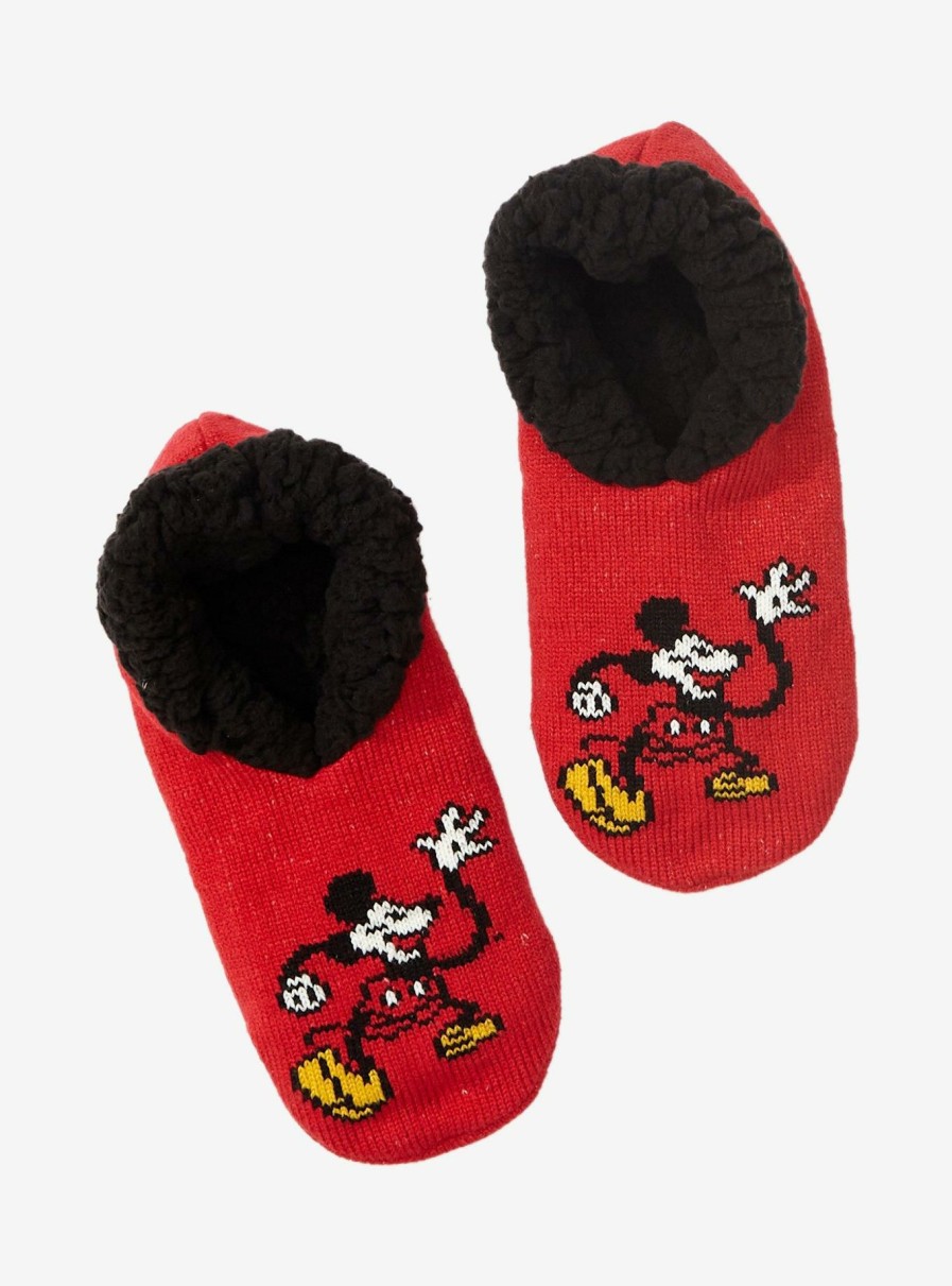 Accessories * | Disney Mickey Mouse Cartoon Pose Slipper Socks Boxlunch Exclusive Typical Style