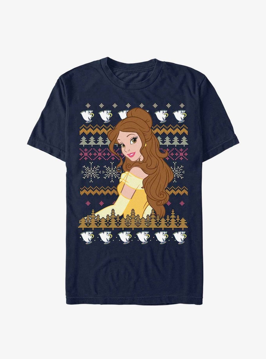 Adults * | Online Store Disney Beauty And The Beast Belle Teacup Ugly Sweater Pattern T-Shirt