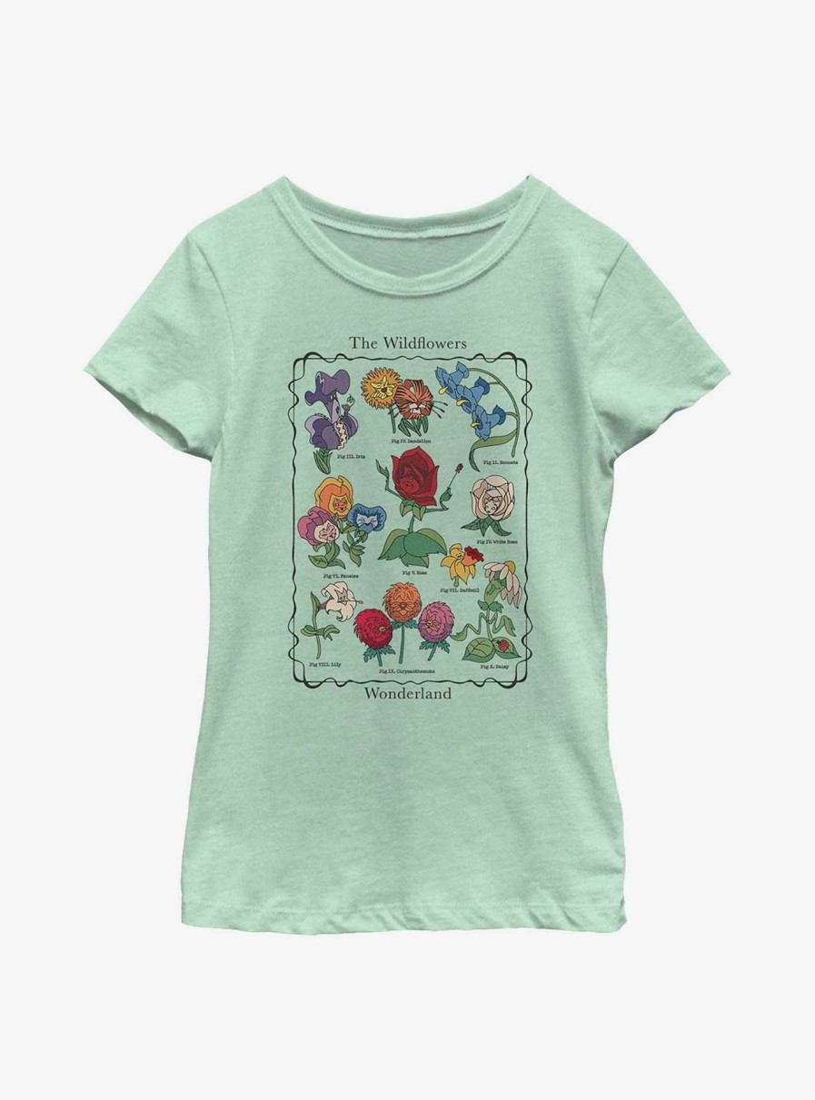 Kids * | Latest Disney Alice In Wonderland Alice Flowers Youth Girls T-Shirt