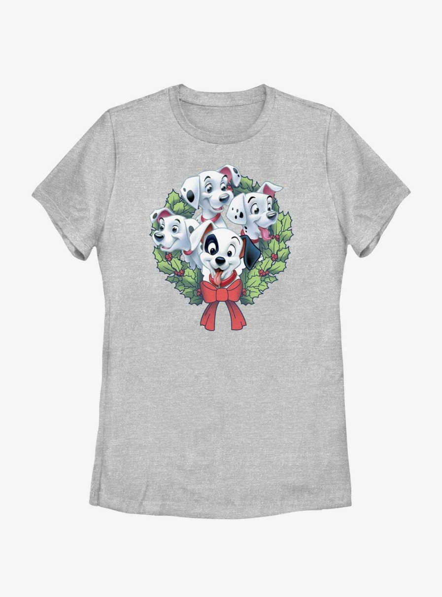 Adults * | Shop New Disney 101 Dalmatians Puppy Christmas Wreath Womens T-Shirt