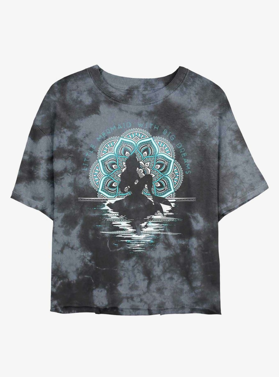 Adults * | Sale Online Disney The Little Mermaid Big Dreams Tie-Dye Womens Crop T-Shirt