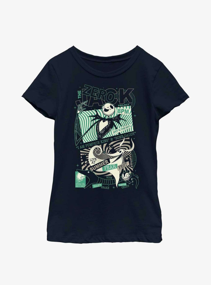 Kids * | Popular Disney The Nightmare Before Christmas Jack & Zero Fear Fest Poster Youth Girls T-Shirt