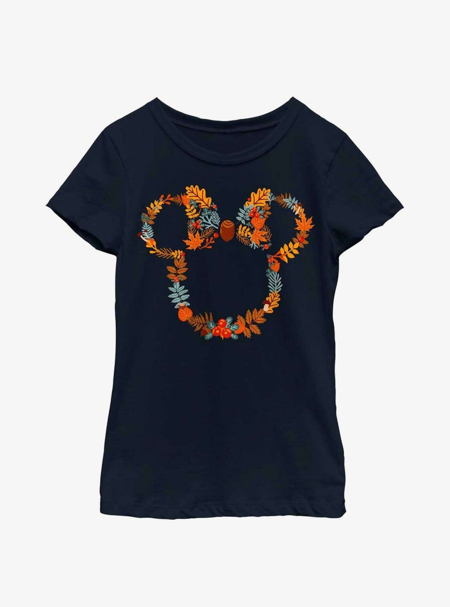 Kids * | Disney Minnie Mouse Autumn Wreath Youth Girls T-Shirt Flash Sale