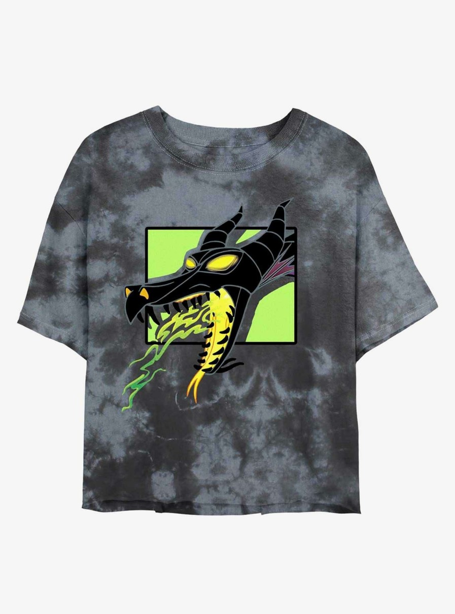 Adults * | Reasonable Price Disney Maleficent Dragon Breath Tie-Dye Womens Crop T-Shirt