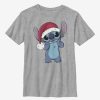 Kids * | Disney Lilo & Stitch Santa Hat Youth T-Shirt Bargain Sale